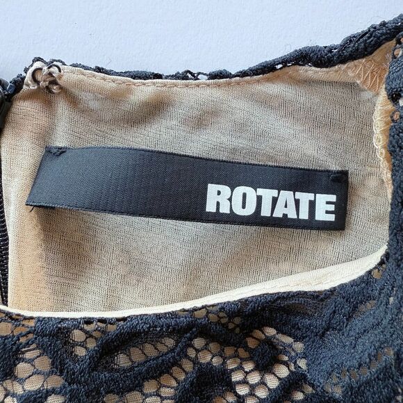 NWOT Rotate Illusion Lace Self Tie Long Sleeve Bodycon Mini Dress in Black Sz 4 - Picture 9 of 16